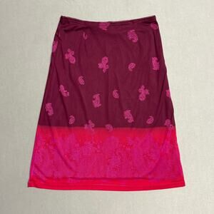 Y2K Vintage Express World Brand Skirt Size Small Burgundy Pink Floral Women’s